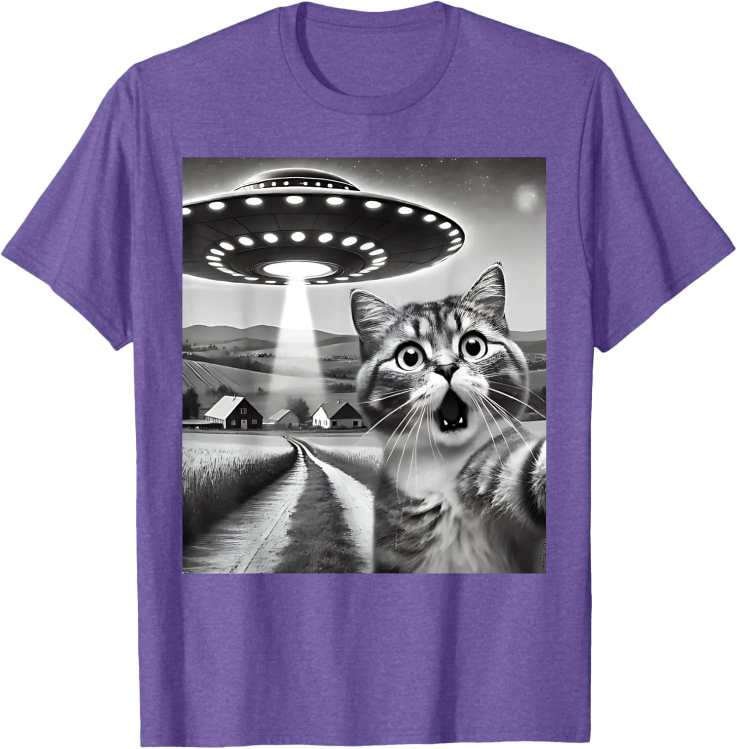 Funny Cat Selfie with Alien UFO T-Shirt for Men, Women, and Kids - 15