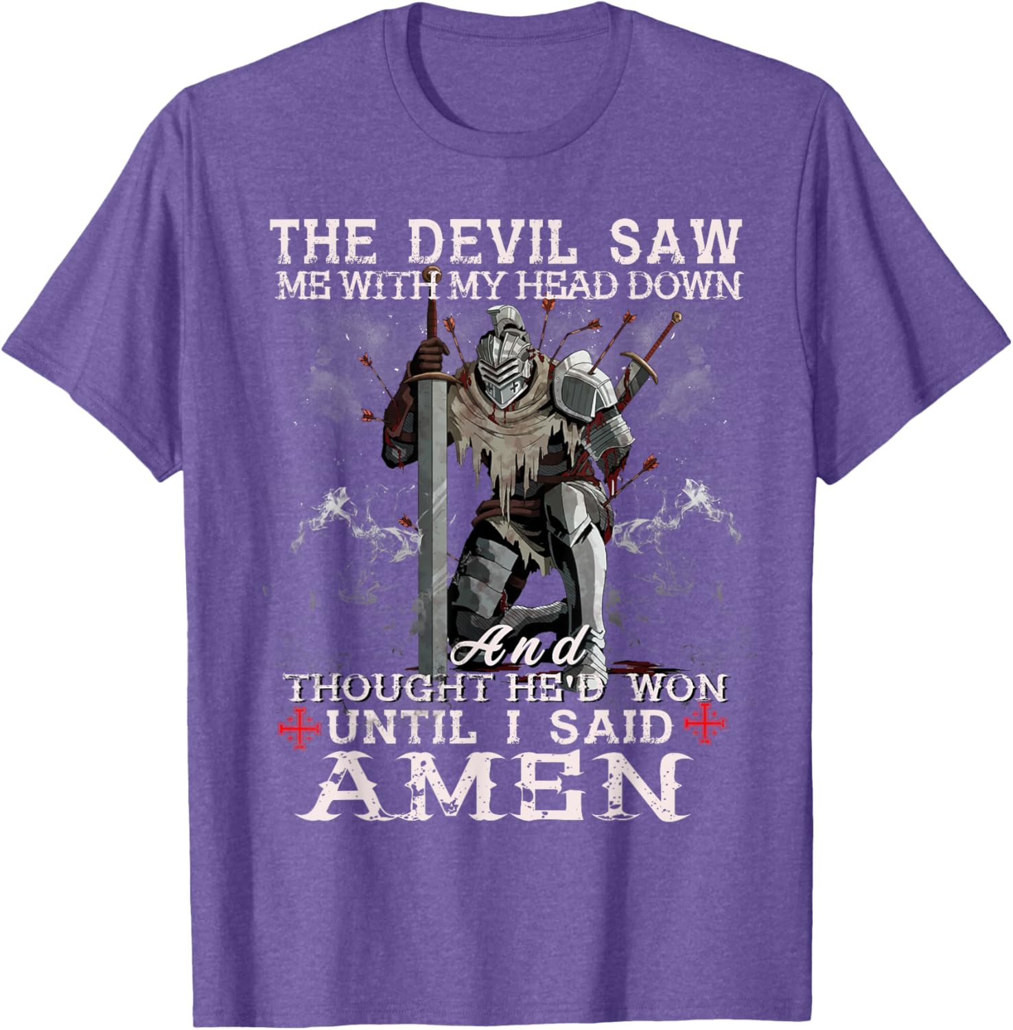 Knight Templar Christian Warrior T-Shirt with Powerful Amen Statement - 21
