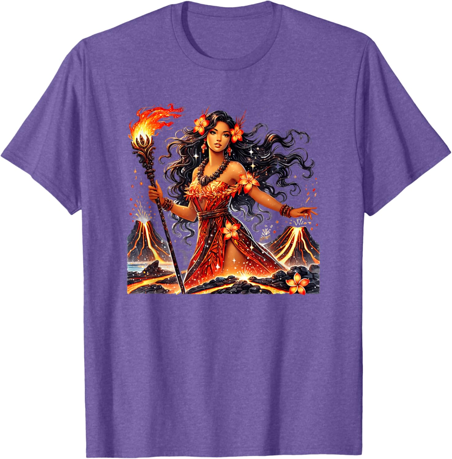 Hawaiian Goddess Pele Fire Transformation T-Shirt for Nature Lovers - 2