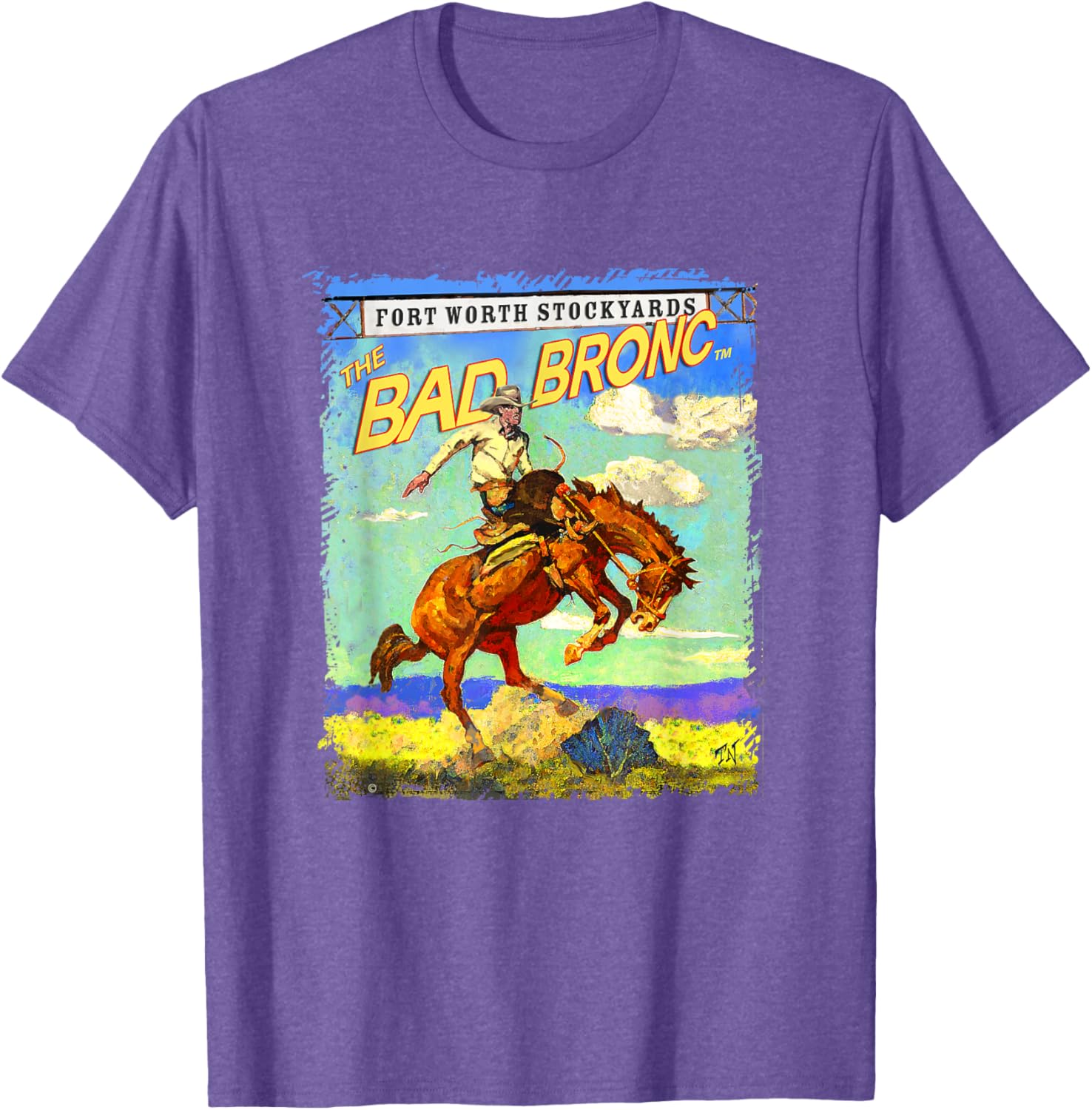 Painted Texas Sky Bronc T-Shirt for Stylish Western Apparel Lovers - 7