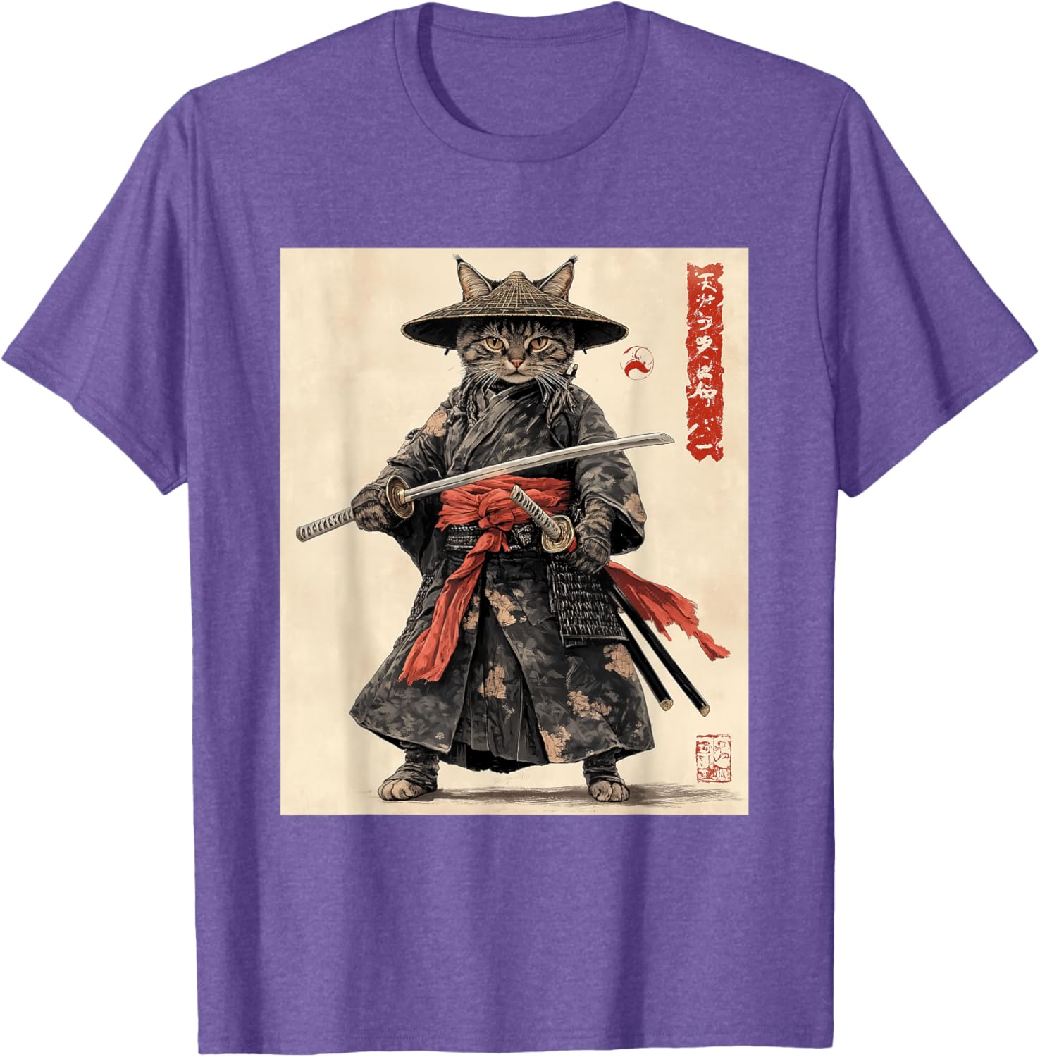 Samurai Cat T-Shirt - Japanese Warrior Graphic Tee for Cat Lovers - 12