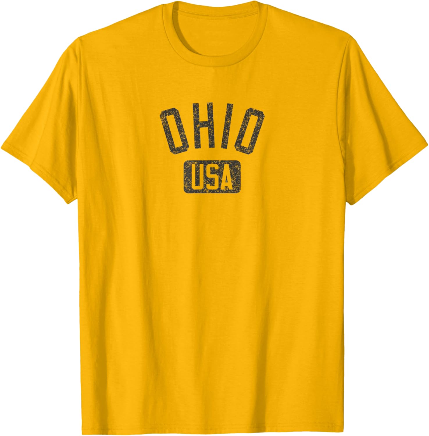 Ohio Arched Text Distressed Black Print T-Shirt for Casual Style Lovers - 8
