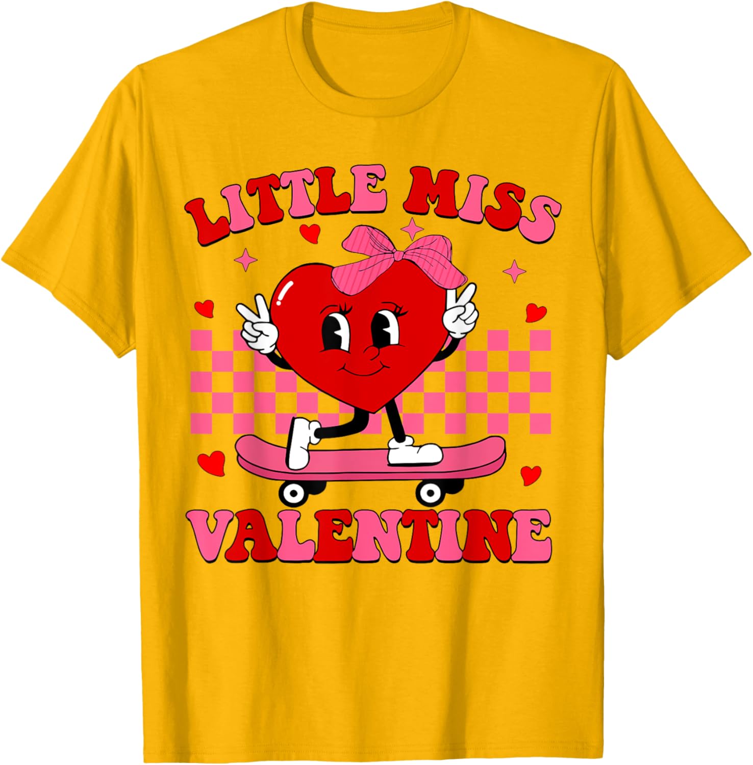 Little Miss Valentine Heart Skateboard T-Shirt for Fun-Loving Women - 18