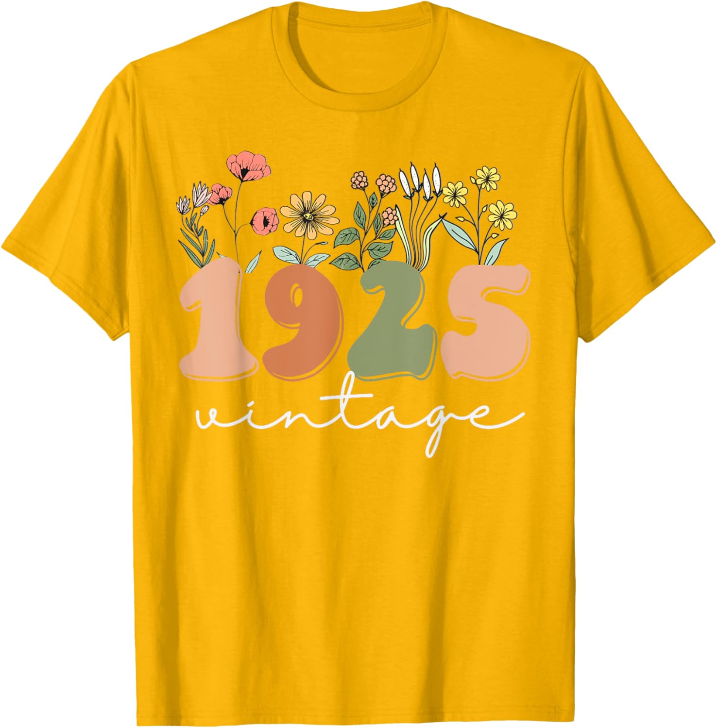 100 Years Old Vintage 1925 Wildflower Women's 100th Birthday T-Shirt - 4