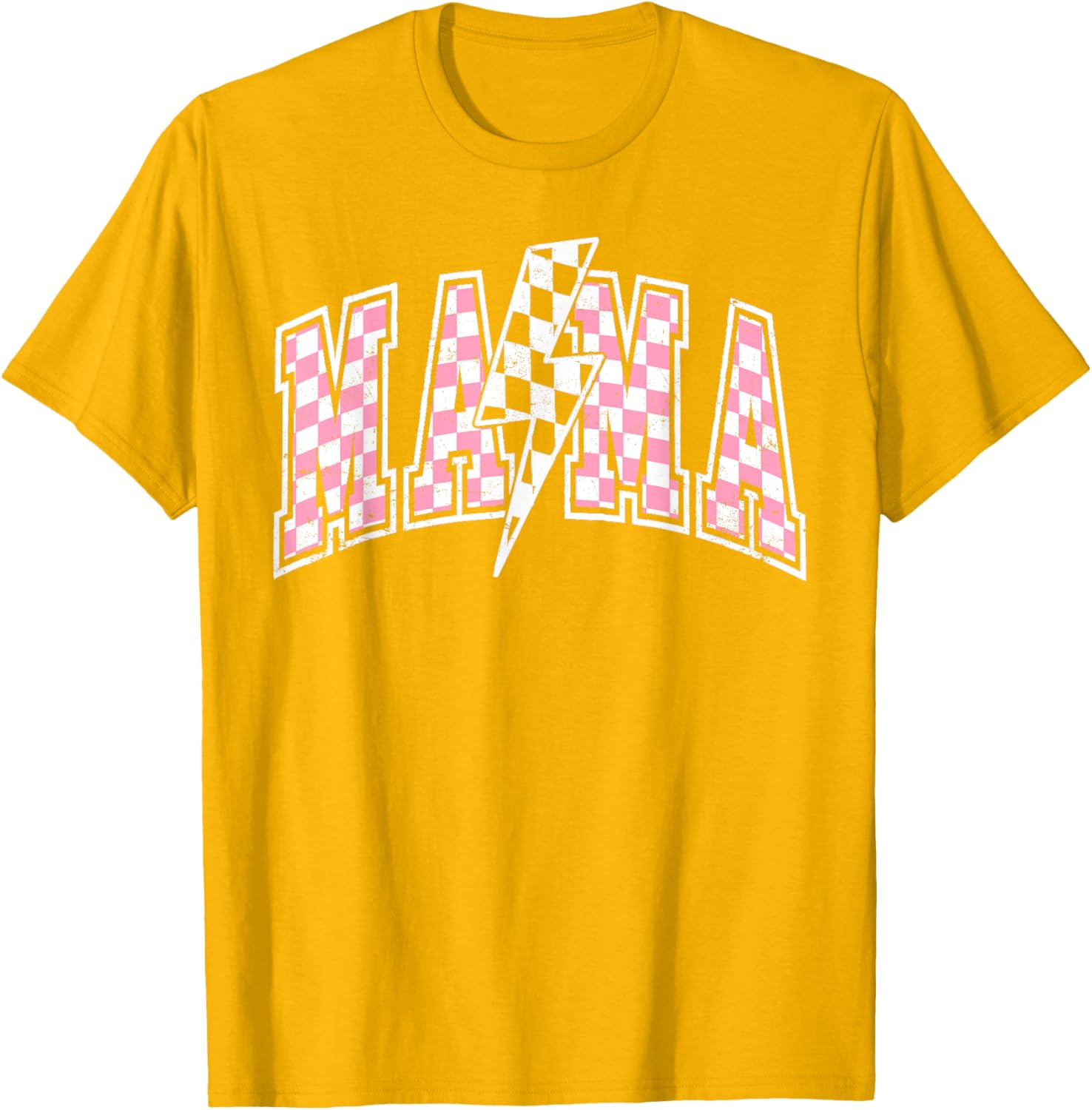 Mama Lightning Bolt Checkered Mom T-Shirt for Stylish Moms - 13