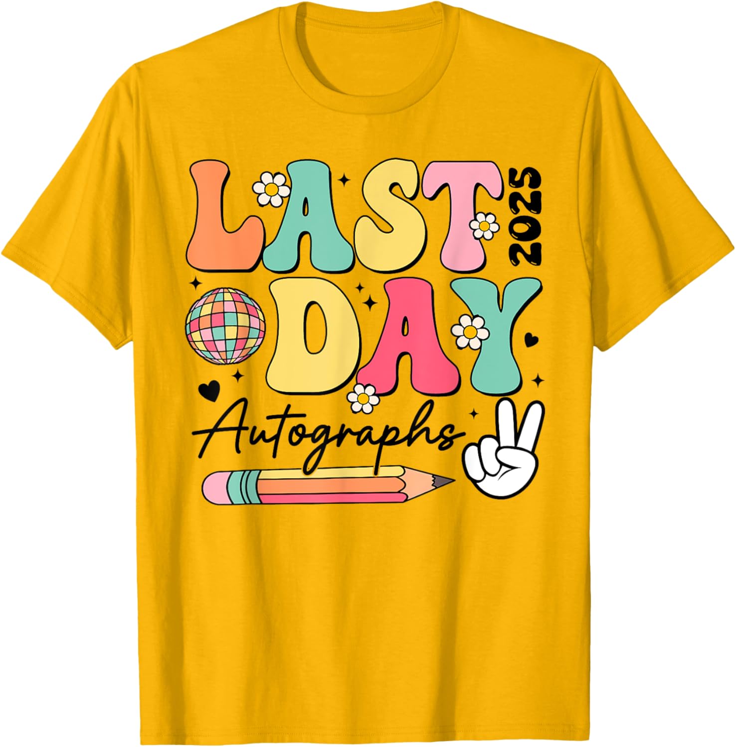 Last Day of School 2024-2025 Retro Cute Autographs T-Shirt for Kids - 4