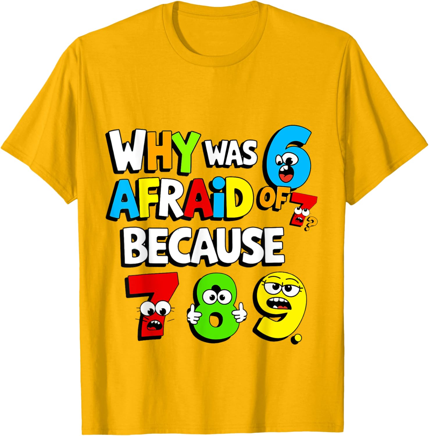 Funny Math Day T-Shirt Kids Why Was 6 Afraid of 7 Costume - 10