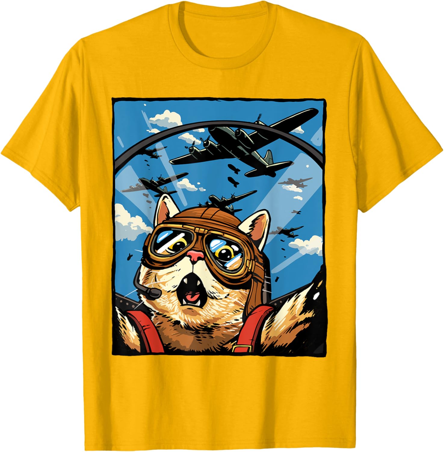 Funny Cat Pilot Jet Fighter T-Shirt for Cat Lovers and Meme Fans - 4