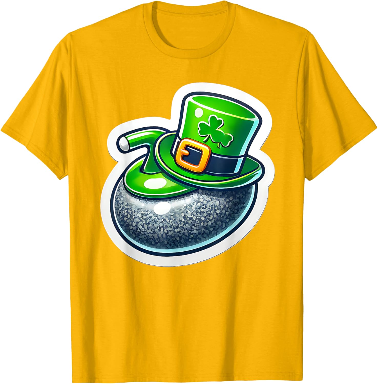 St. Patrick's Day Curling Stone Hat Irish Spirit Funny T-Shirt for Fun - 5