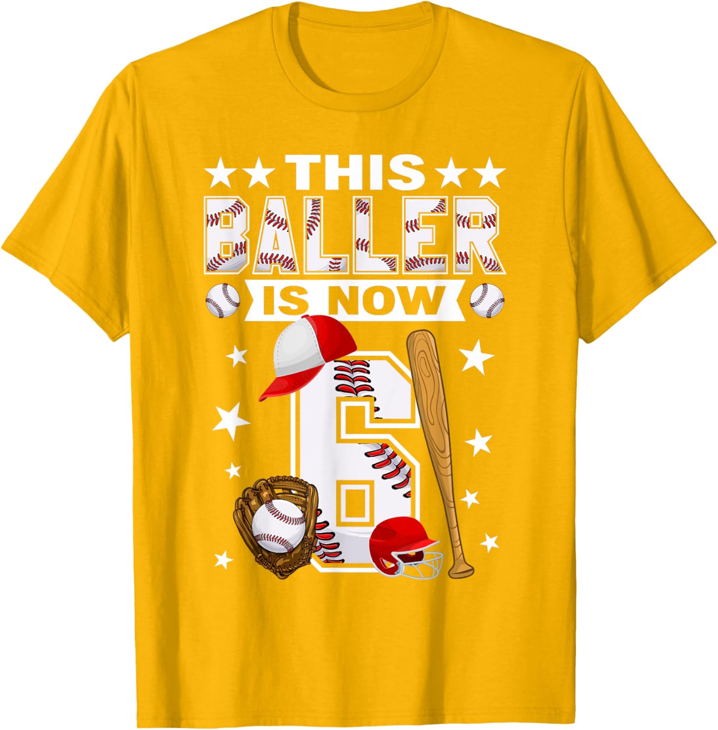 Cute 6 Year Old Baseball Lovers Boys T-Shirt for Kids Fun Style - 13