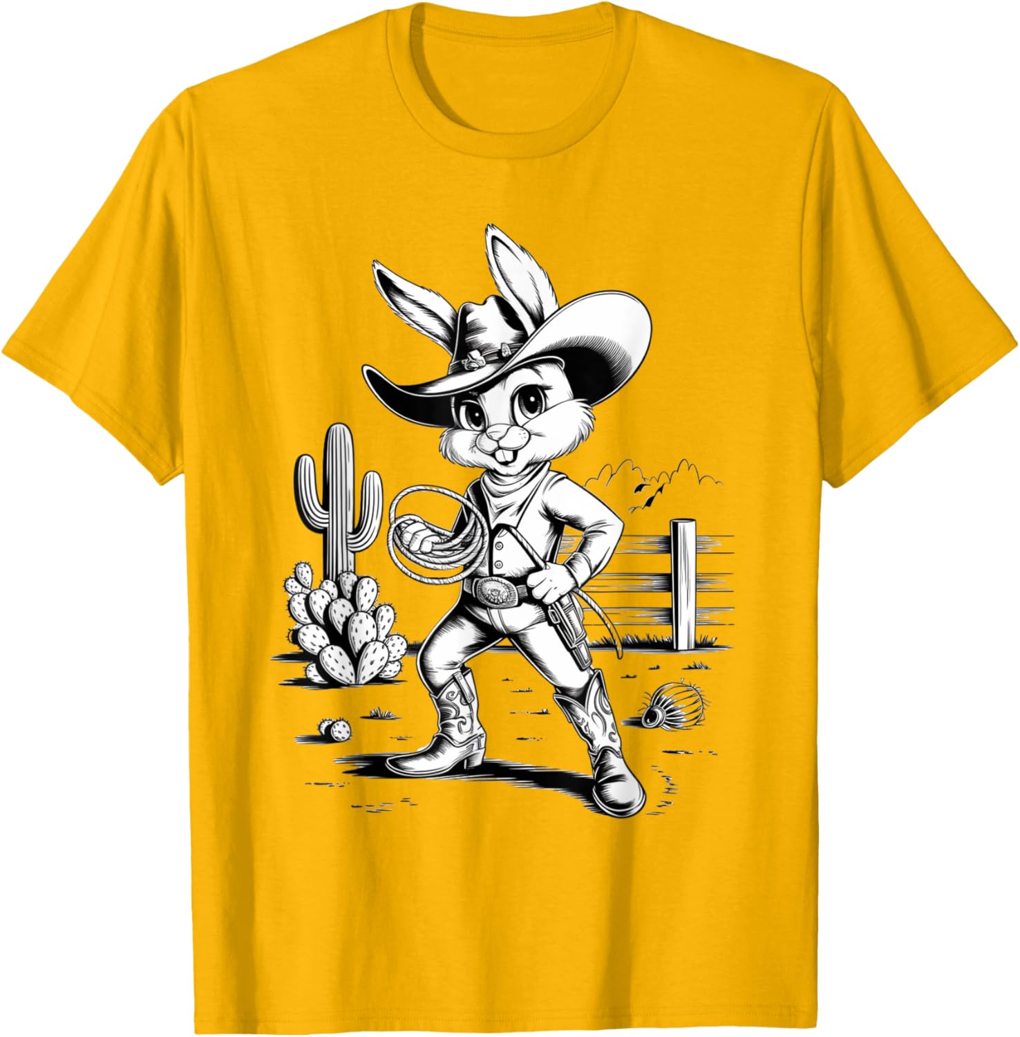 Cowboy Bunny Western Adventure T-Shirt for Fun Desert Inspired Style - 16