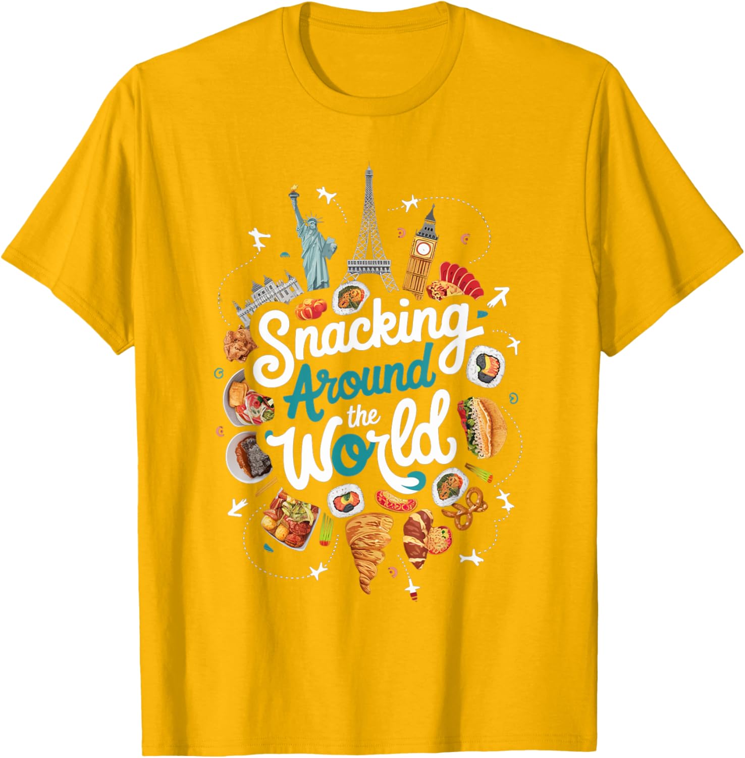 Snacking Around The World T-Shirt for Food Lovers in Travel Style - 9