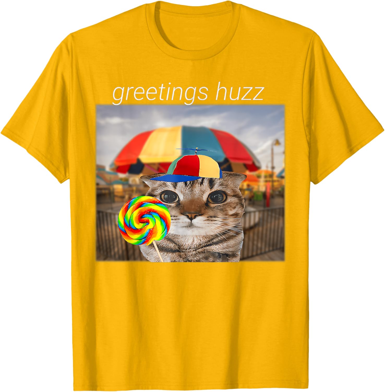 Funny Cat Huzz Meme T-Shirt for Men and Women - Cute Lollipop Design - 23