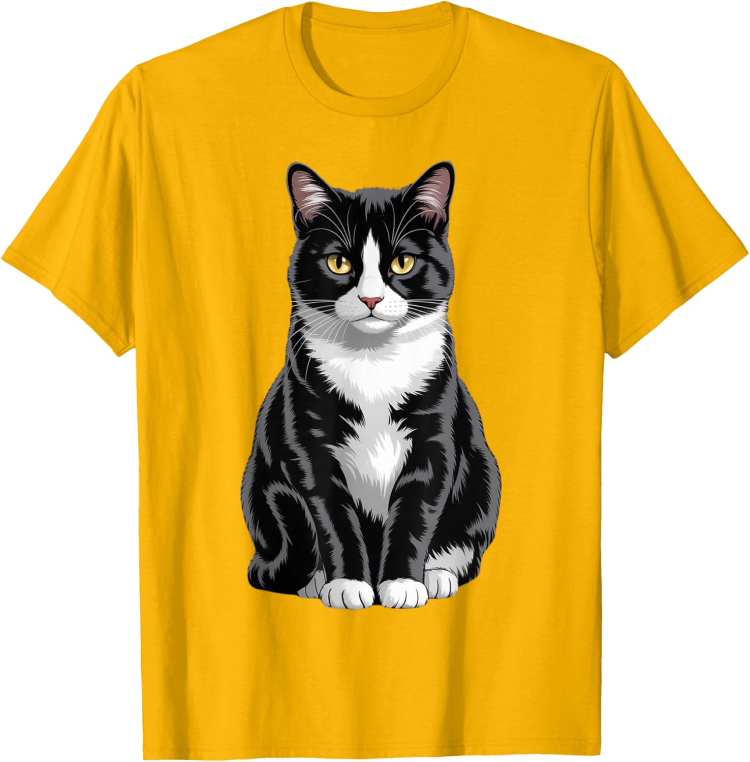 Majestic Tuxedo Cat Art T-Shirt for Cat Lovers - Unisex Kids and Adults - 17