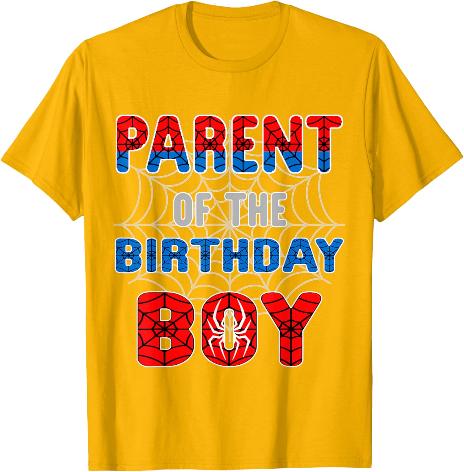 Spider Web Birthday Party T-Shirt for Proud Parents of the Birthday Boy - 15