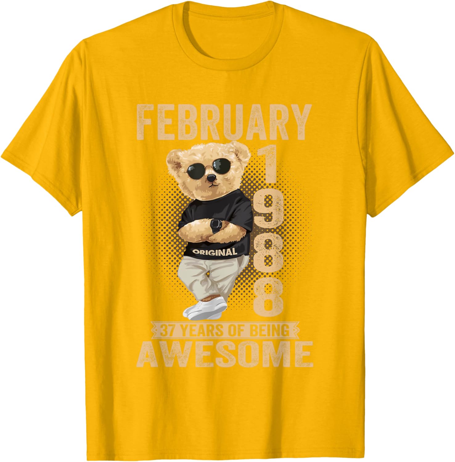 Awesome Teddy Bear T-Shirt for February 37th Birthday 1988 Men & Women - 2