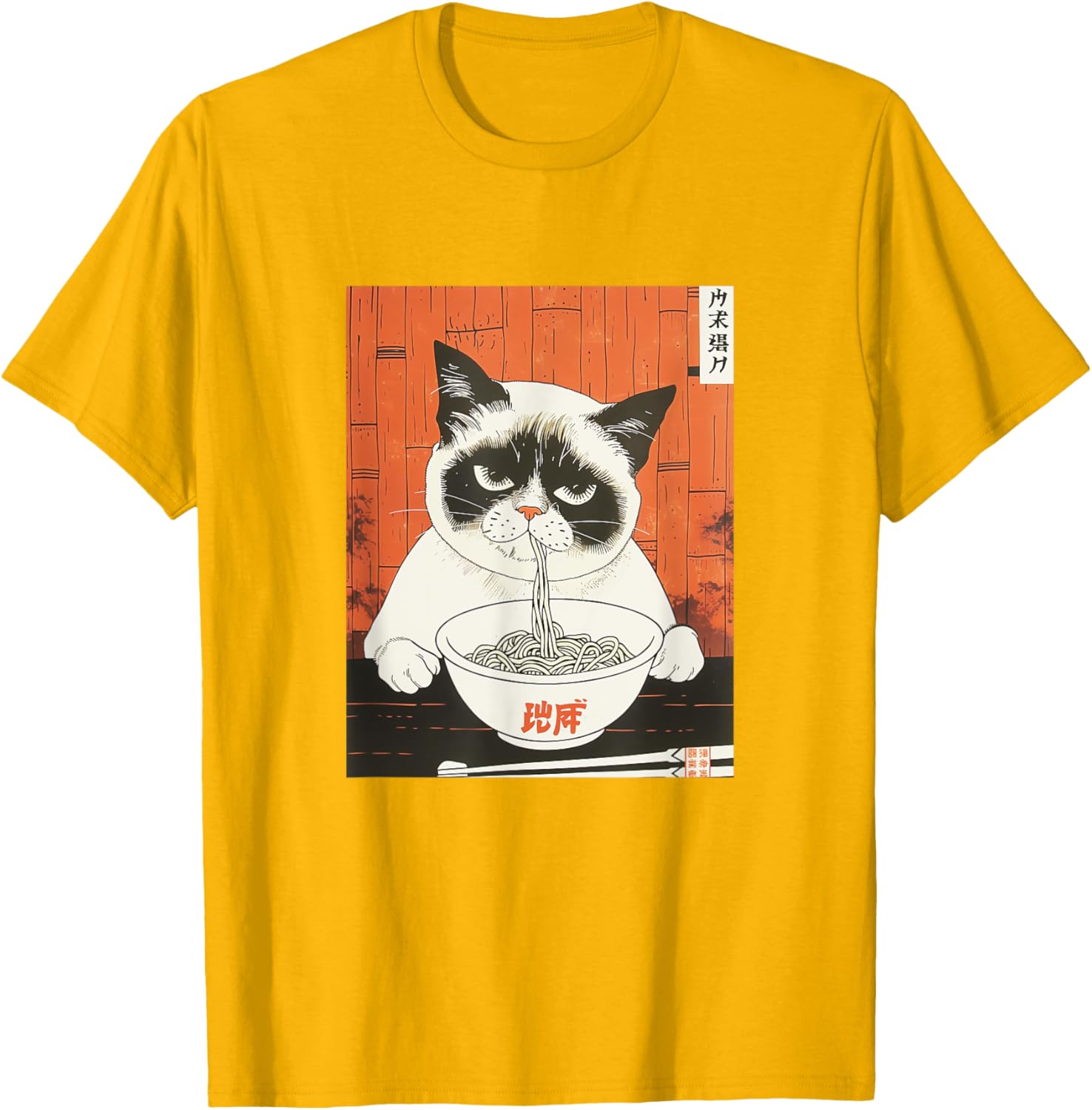 Bored Cat Eating Ramen T-Shirt - Funny Japanese Art for Cat Lovers - 28