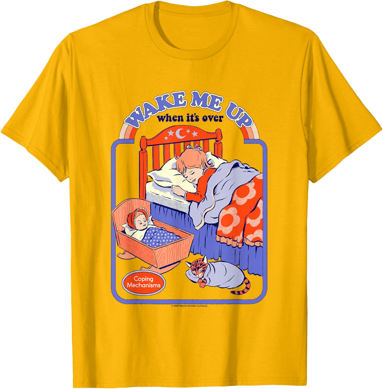 Wake Me Up Sarcastic Retro Vintage T-Shirt for Funny Adult Humor - 4