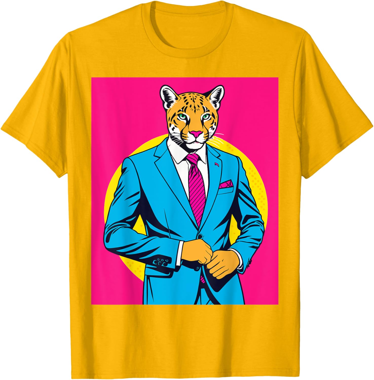 Pop Art Puma in Business Suit T-Shirt for Stylish Animal Lovers - 4