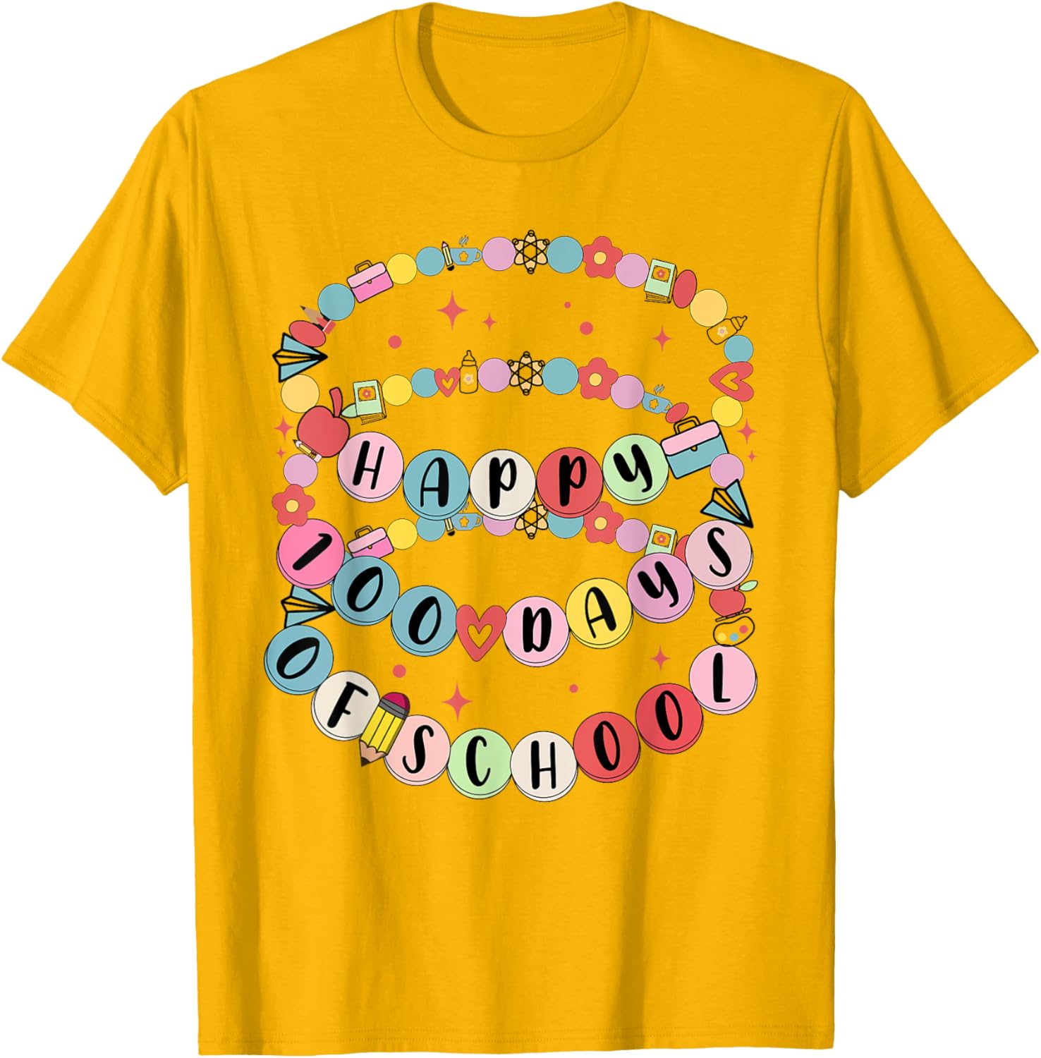 Cute Little Girl 100 Days Of School Friendship Bracelet T-Shirt - 17