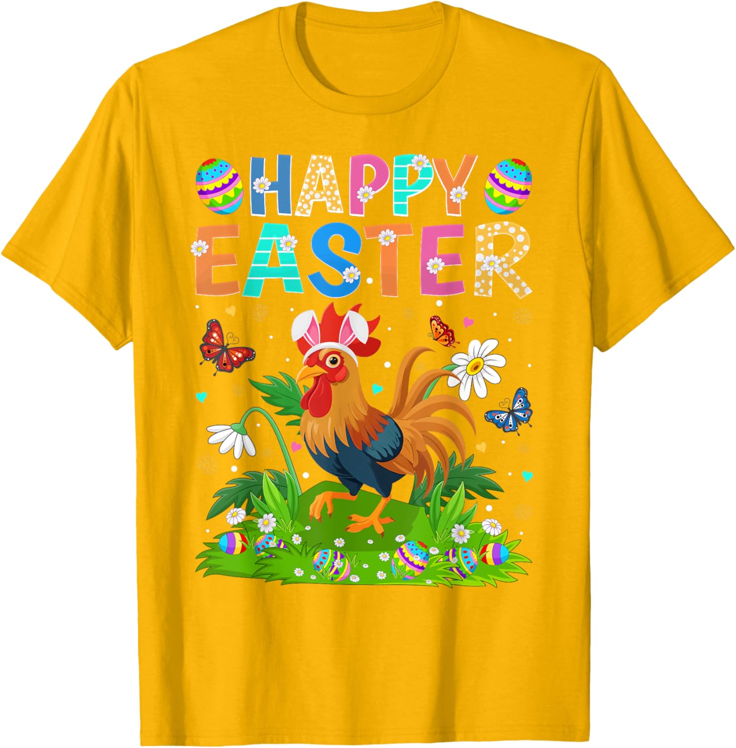Rooster Happy Easter Egg Hunt Bunny Ear T-Shirt for Easter Sunday Fun - 4