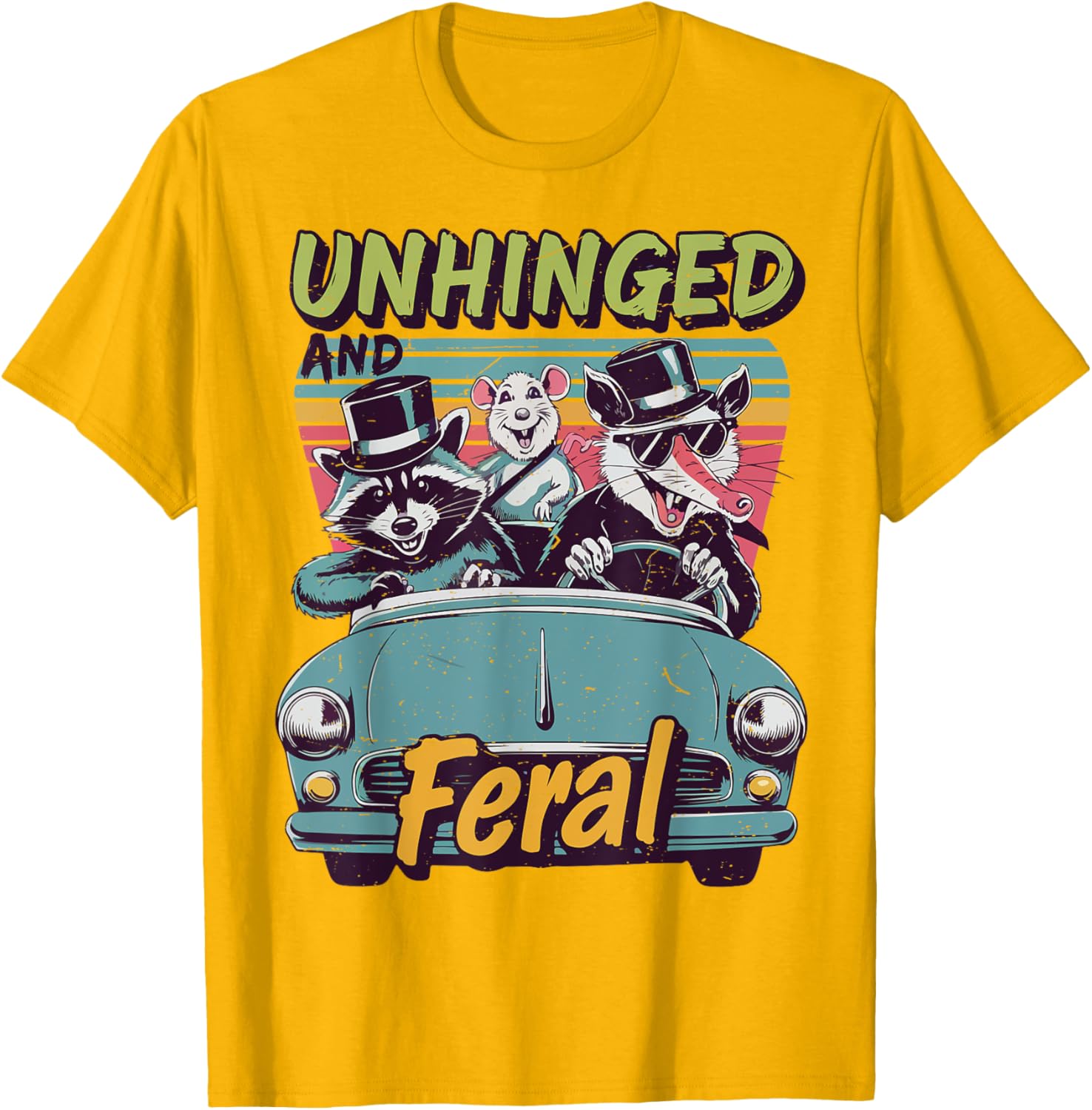 Funny Unhinged Feral Raccoon Racing Toddler Trash Panda T-Shirt - 2