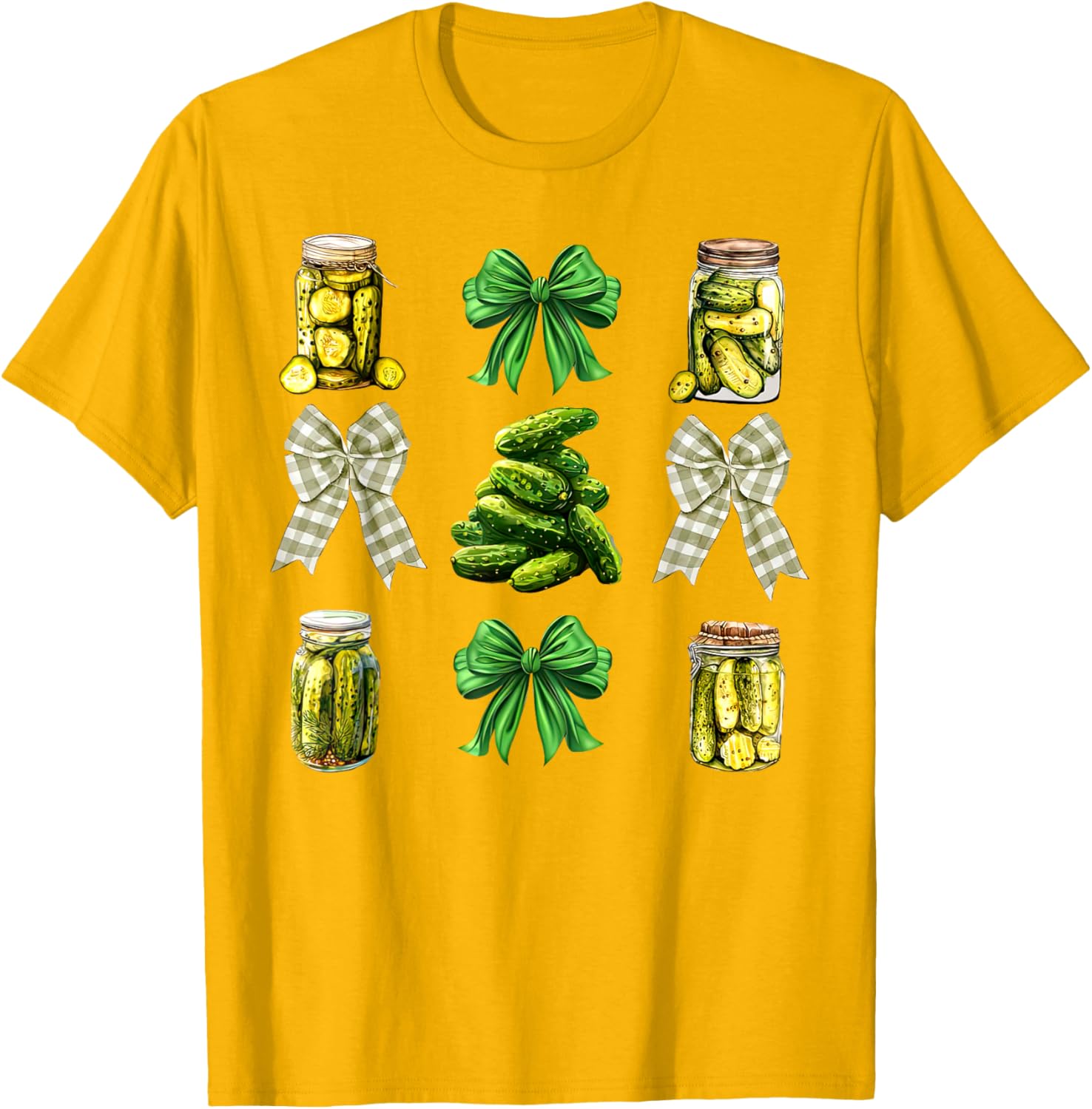 Cute Pickle Jar Coquette Bow Cucumber T-Shirt for Garden Lovers - 19