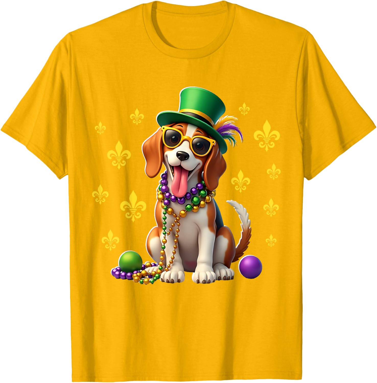 Beagle Mardi Gras Costume T-Shirt for Carnival Fun and Festivities - 17