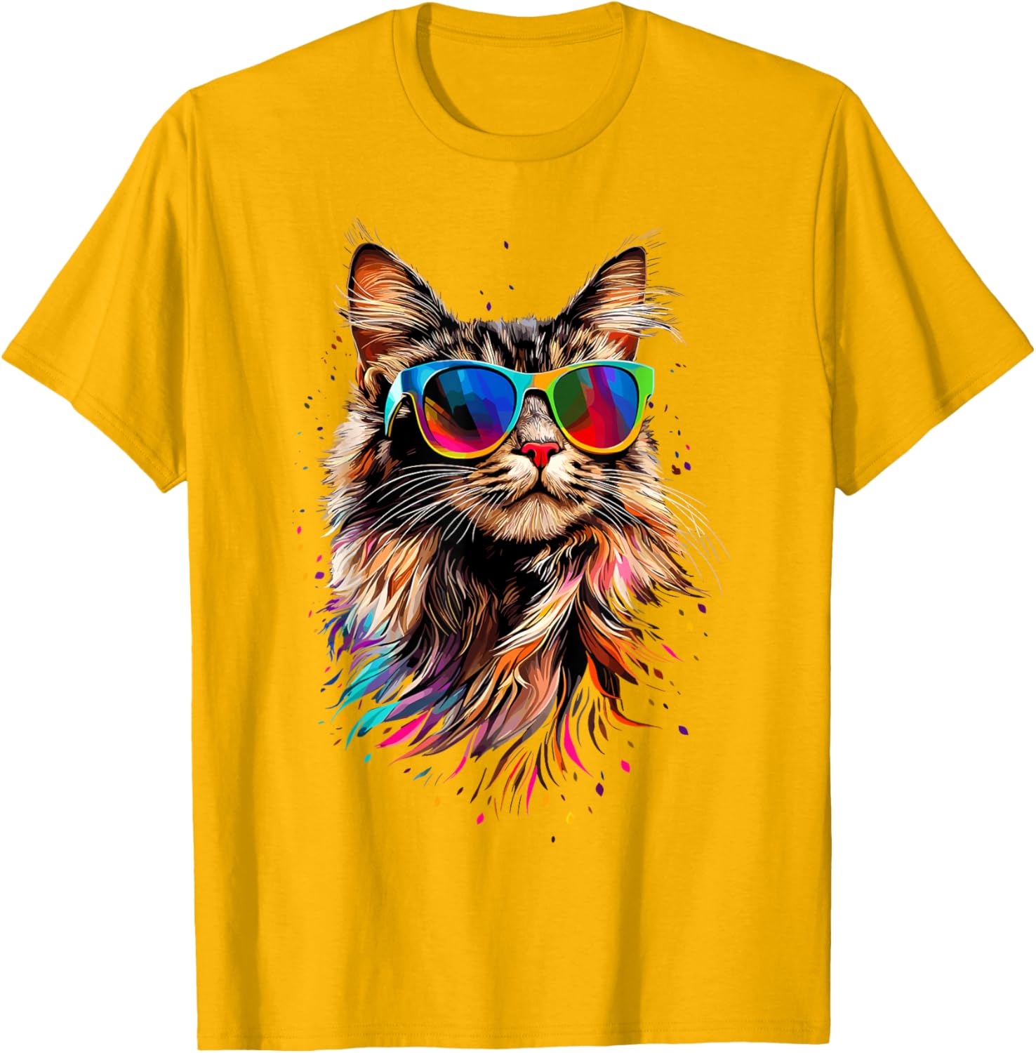 Cute Maine Coon Cat Sunglasses T-Shirt for Cat Lovers - Fun Apparel - 2