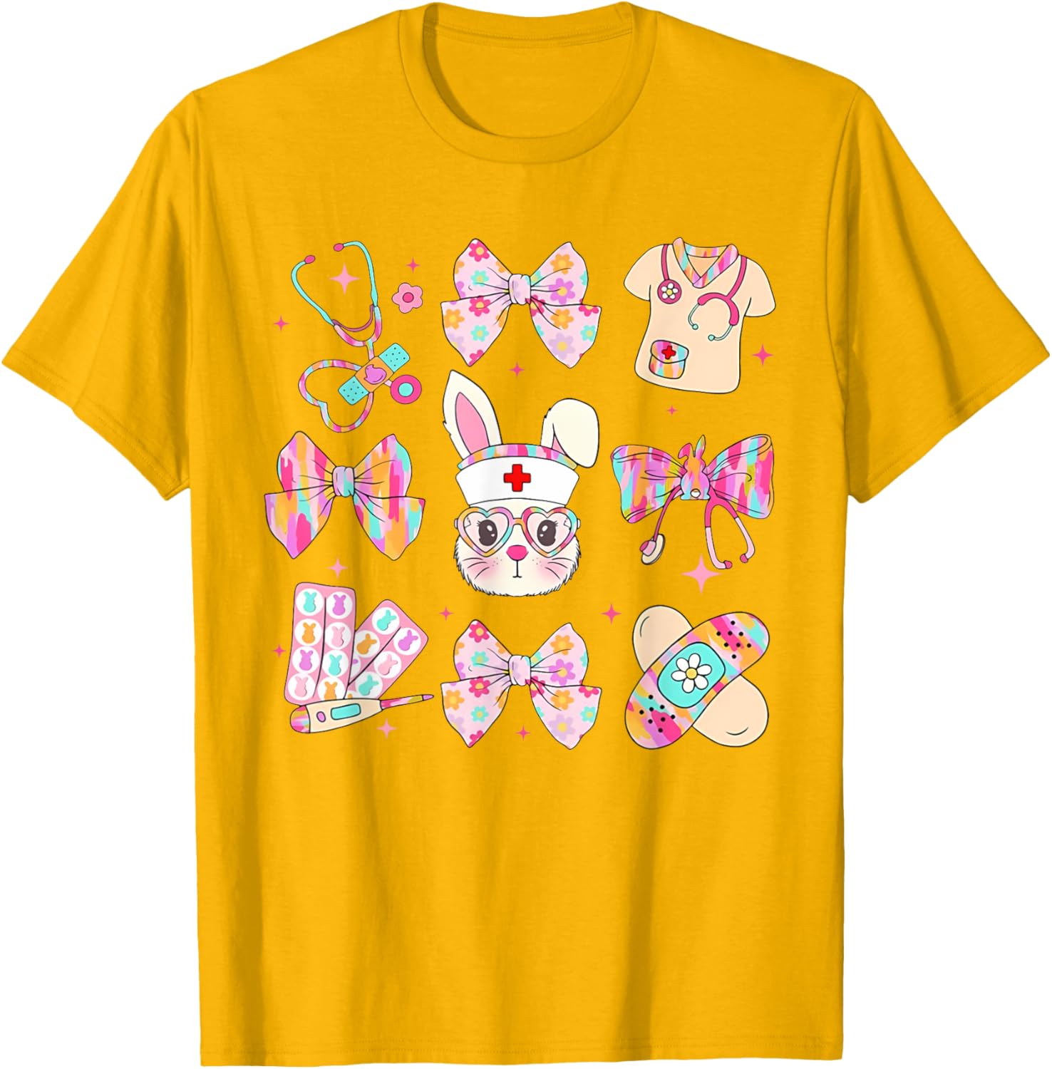 Easter Bunny T-Shirt for Nurses with Coquette Bow - Happy Easter Style - 27