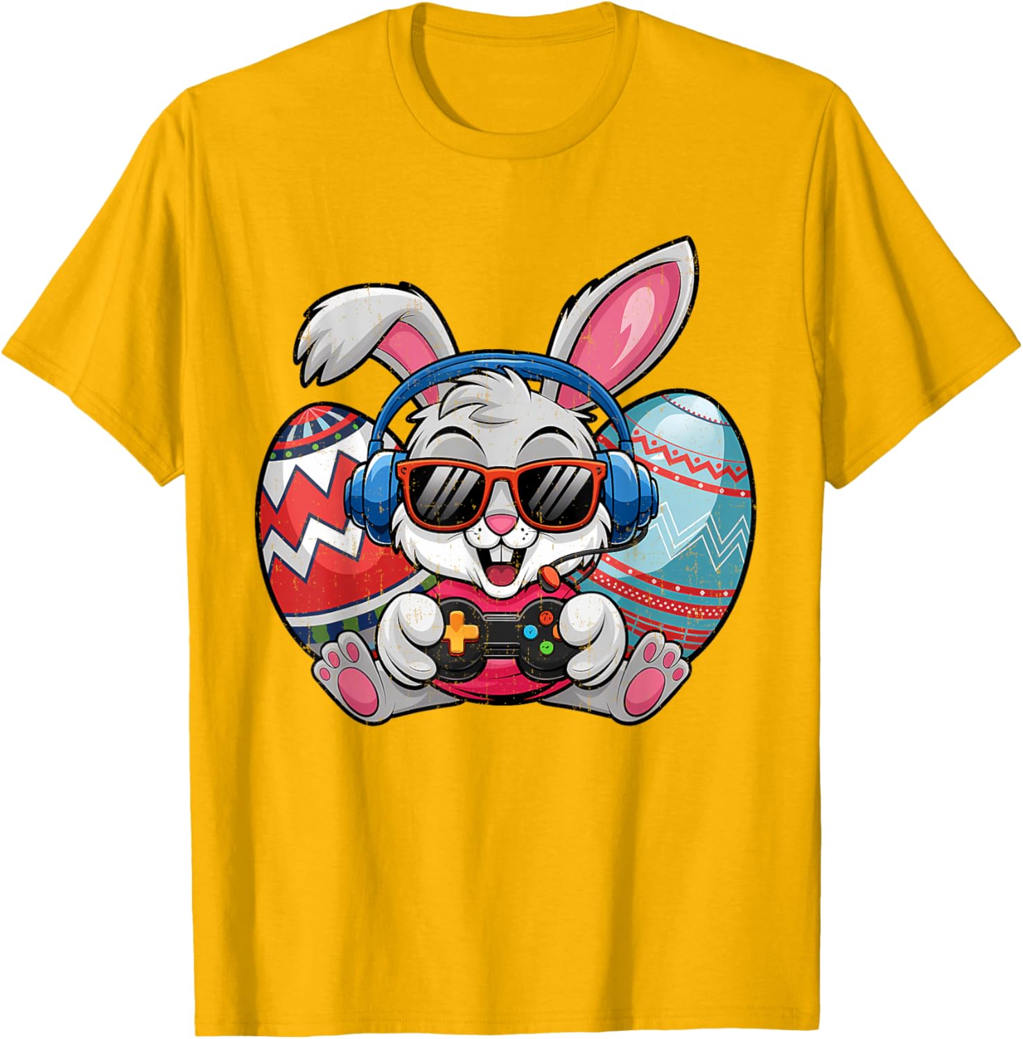 Cute Easter Bunny Playing Video Game Kids T-Shirt for Boys - 14