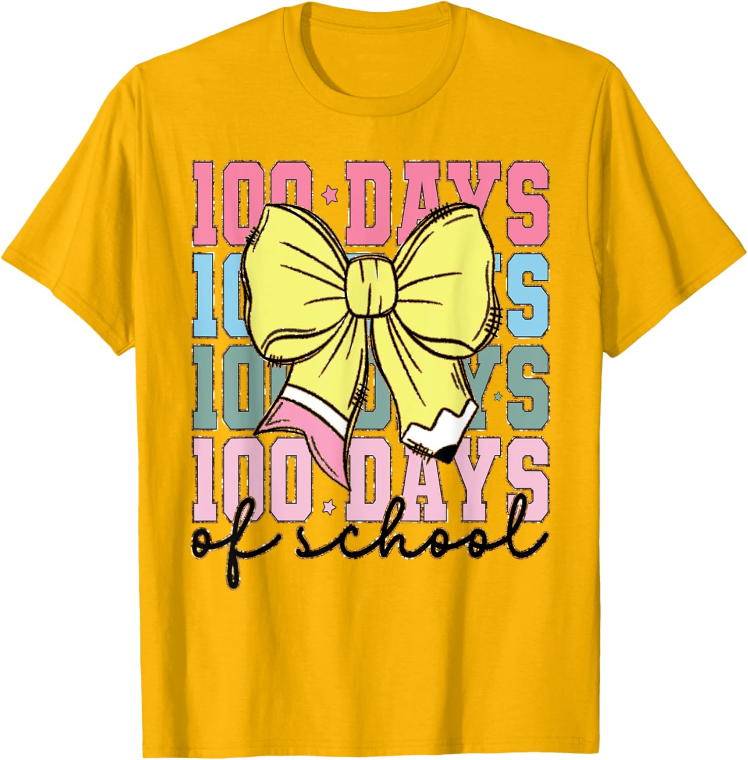 Cute 100 Days of School Coquette Bow T-Shirt for Girls - 26