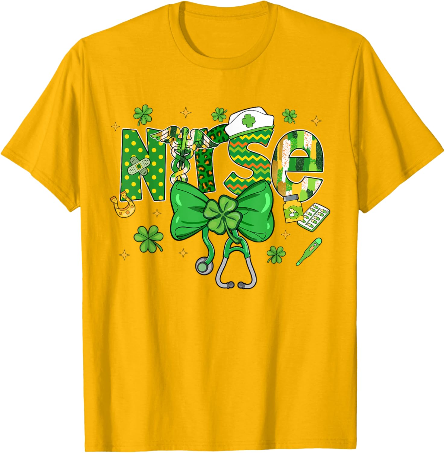 Irish Nurse Stethoscope St Patrick's Day T-Shirt for Healthcare Heroes - 12