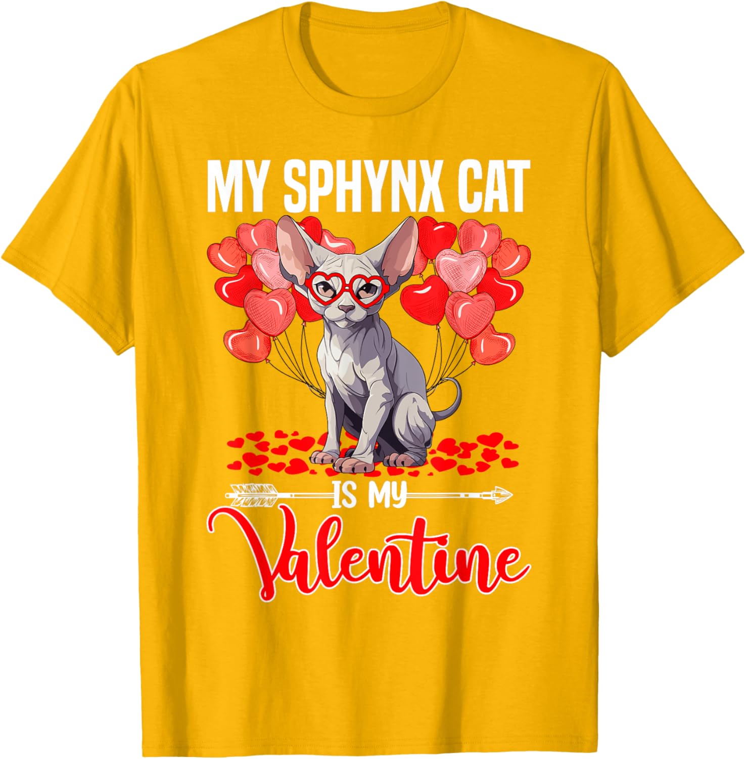 Cute Sphynx Cat Valentine T-Shirt for Boys and Girls - Perfect Gift! - 28