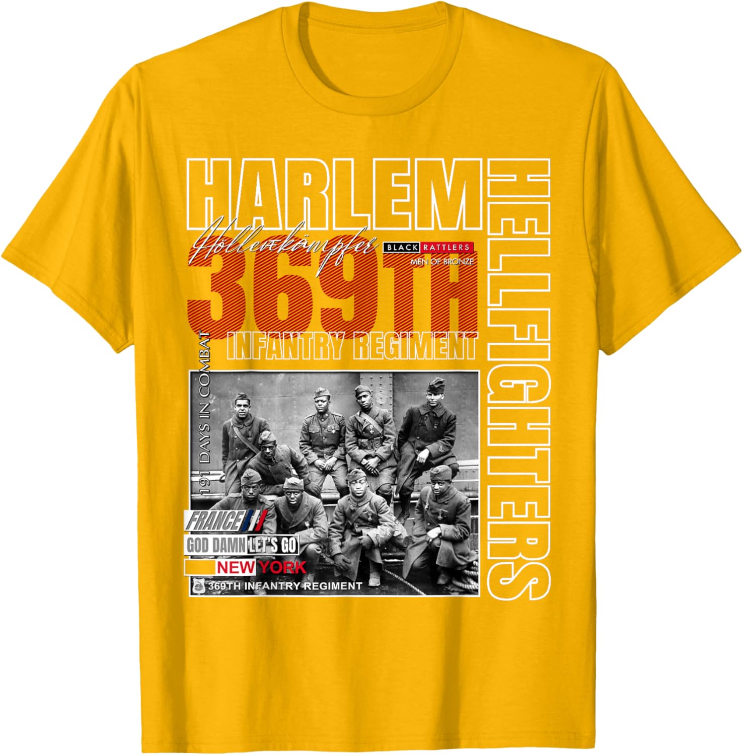 Harlem Hellfighters Tribute T-Shirt for Adults & Kids - Black Classic Fit - 10