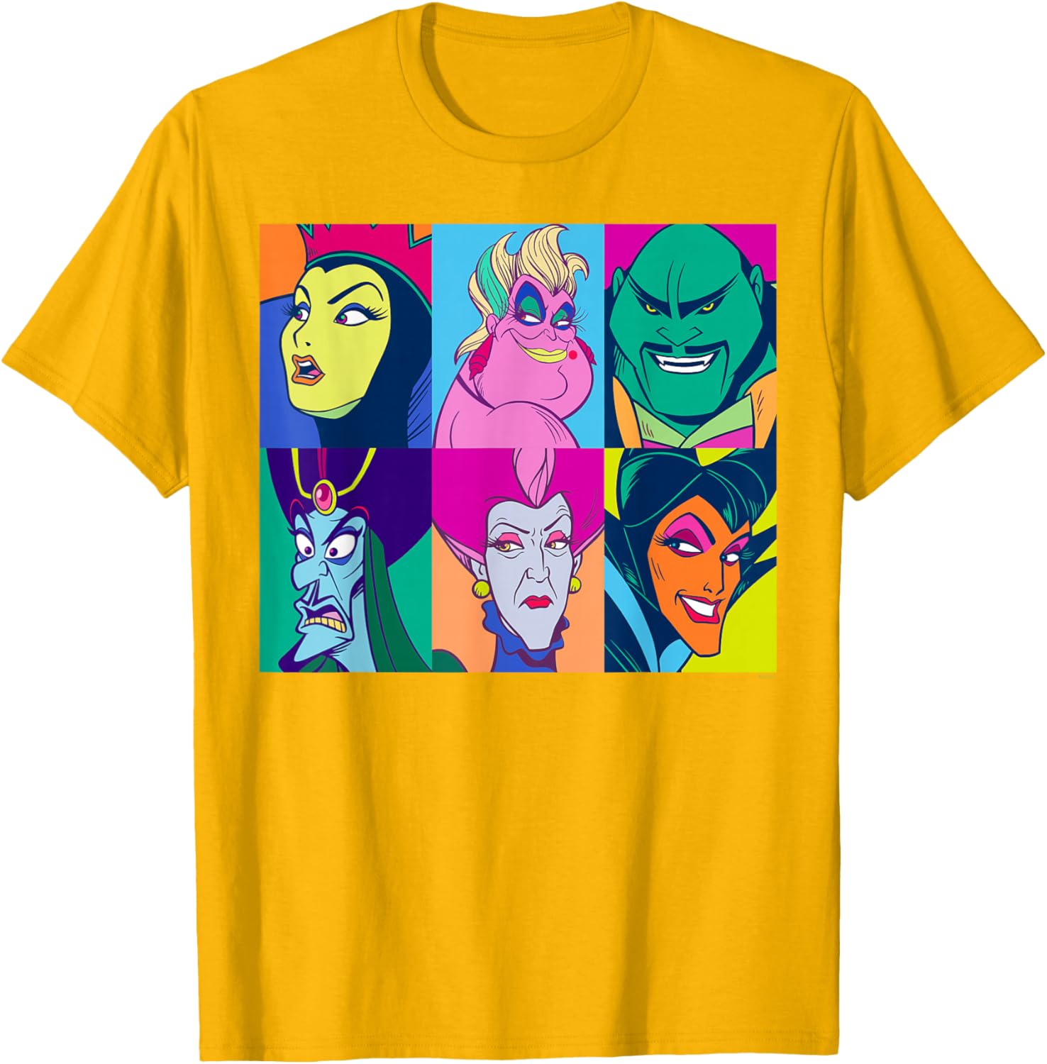 Disney Villains Retro Color Grid T-Shirt for Fans of Classic Characters - 20
