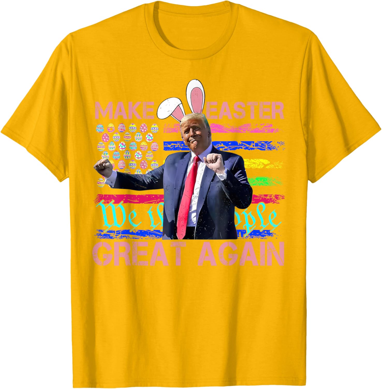 Funny Trump Dancing Easter T-Shirt with USA Flag for Holiday Fun - 11