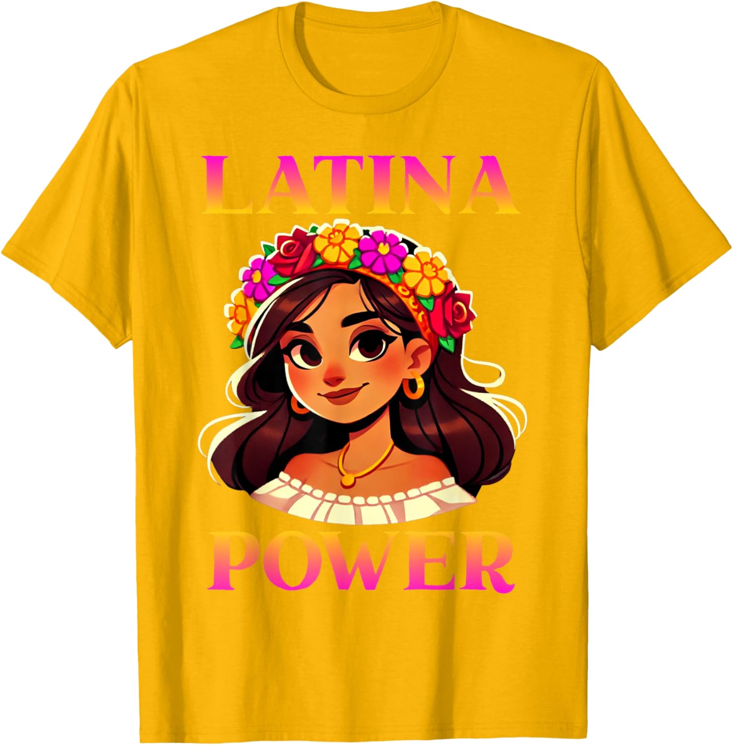 Latina Power Floral Headband T-Shirt for Proud Mexican Women - 20