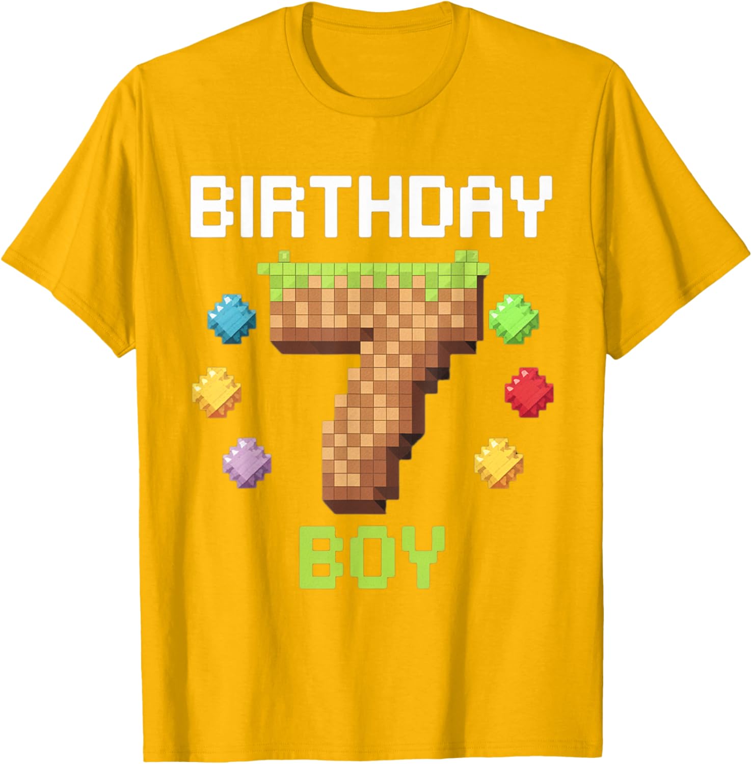 Birthday Boy Gamer 7th Birthday Pixel Number T-Shirt for Kids - 3