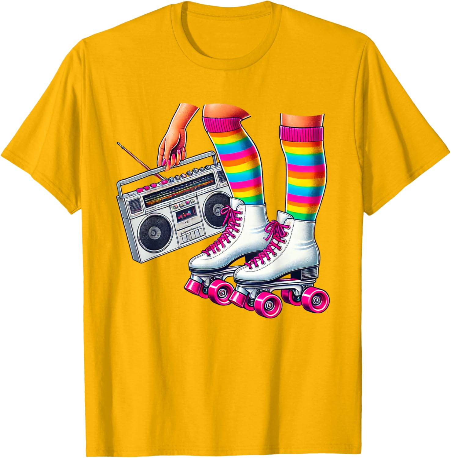 Funny 80s Roller Disco Skating Girl T-Shirt for Retro Fans - 27