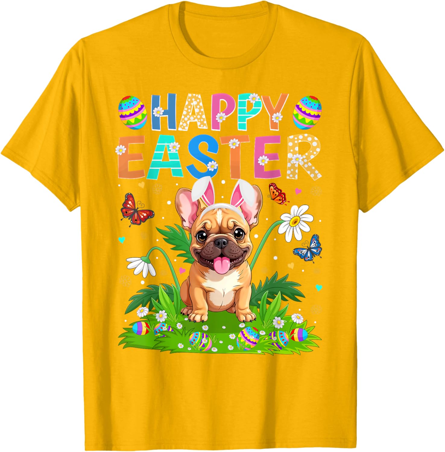 Happy Easter French Bulldog Bunny Ear Egg Hunt T-Shirt for Pet Lovers - 17