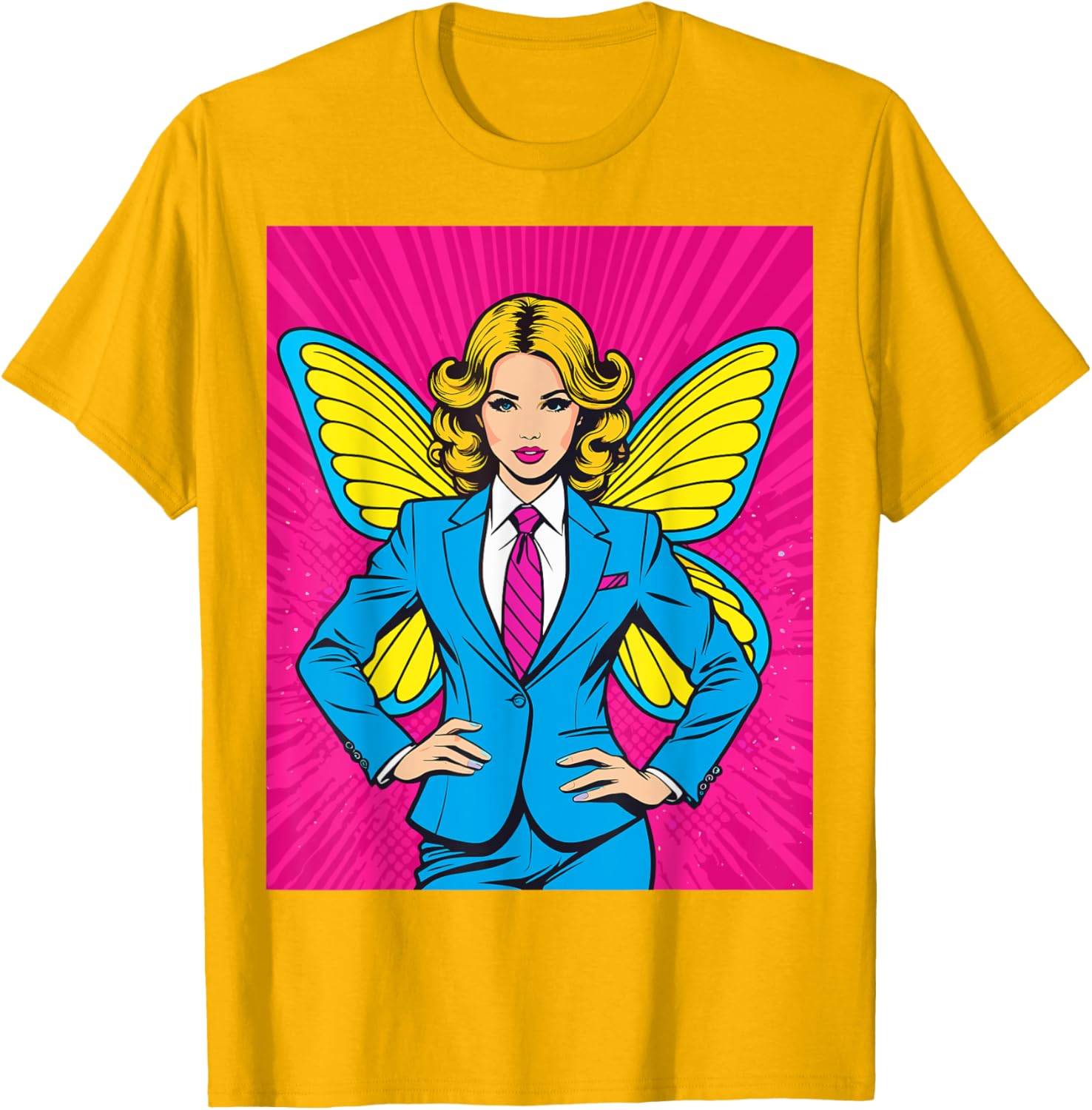 Pop Art Fairy in Business Suit T-Shirt for Stylish Casual Wear - 10