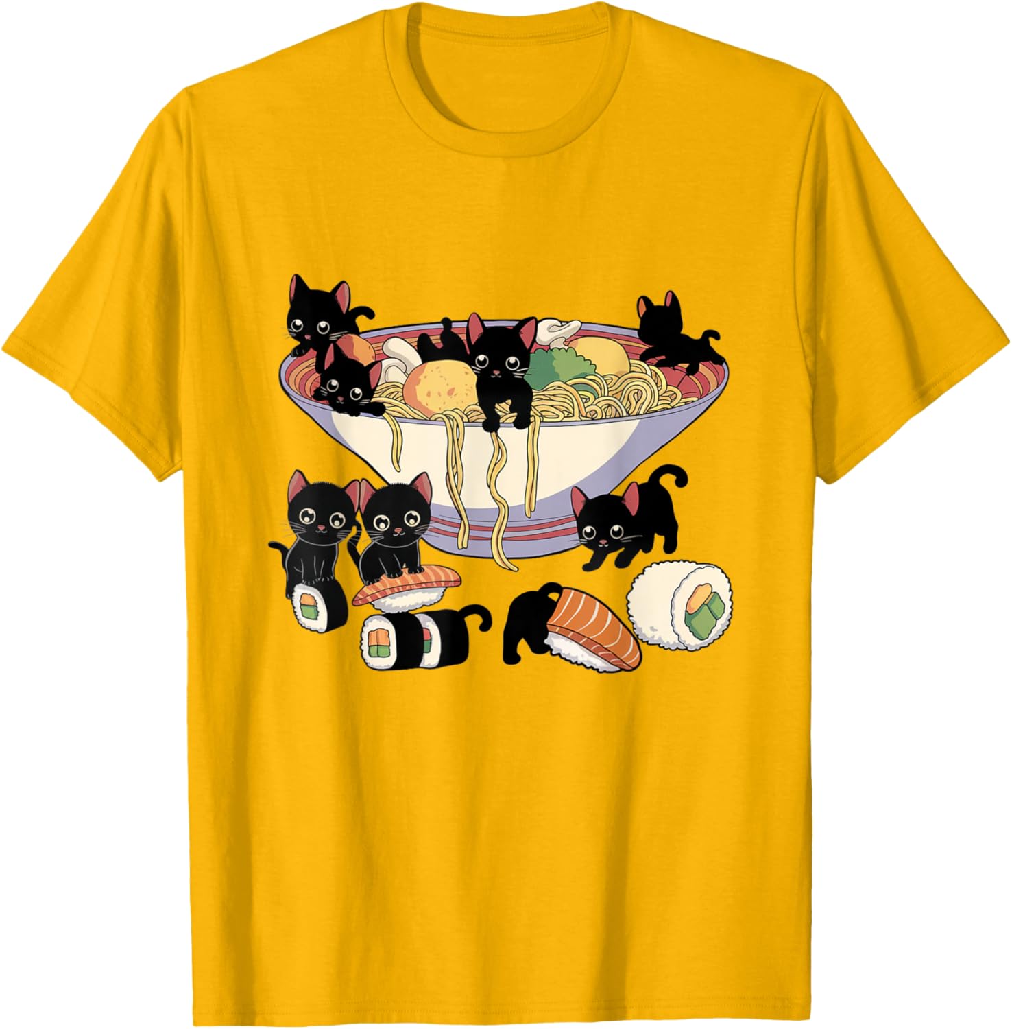 Cute Cat Ramen Sushi T-Shirt for Anime Lovers and Cat Enthusiasts - 20