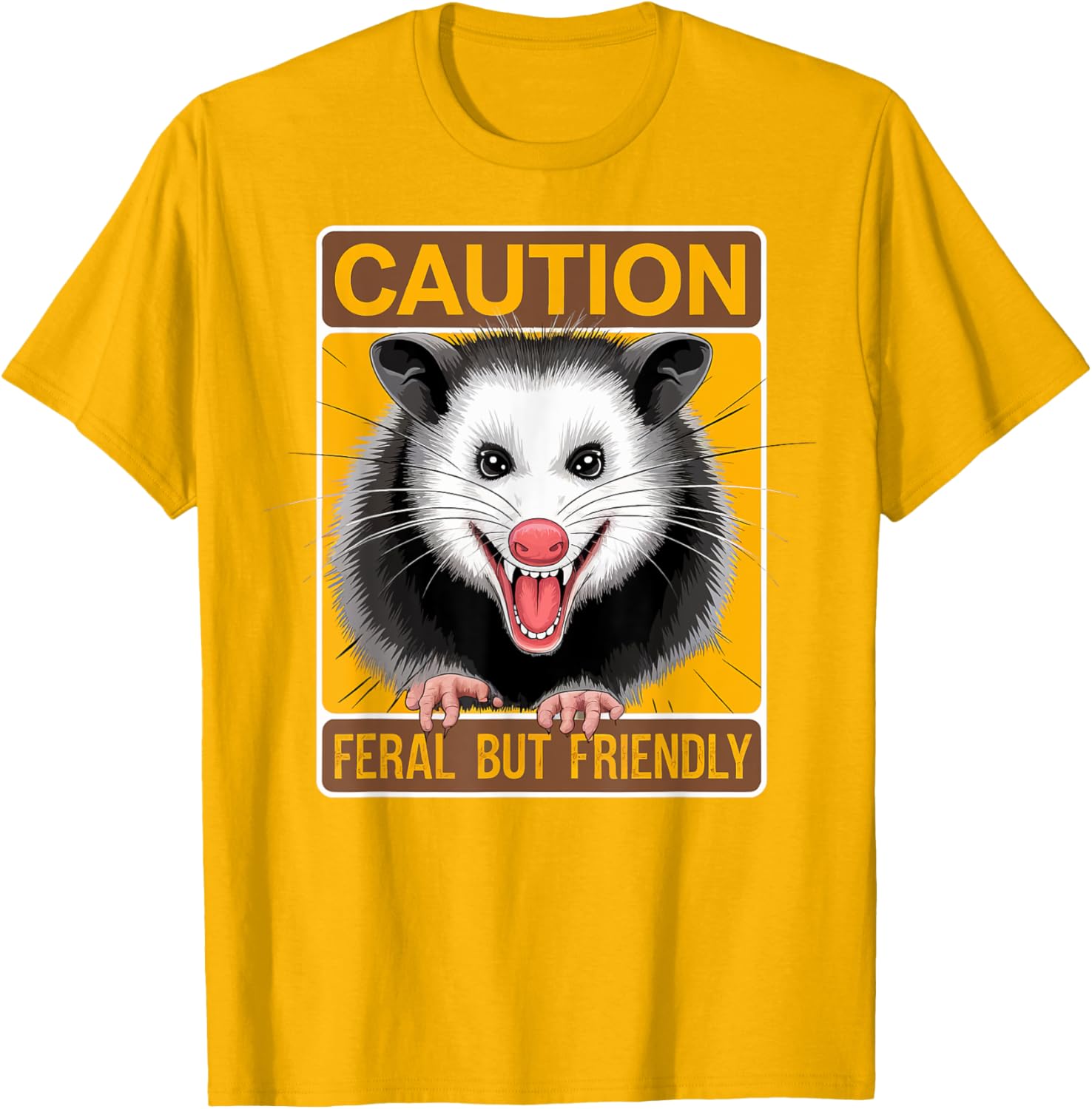 Caution Feral But Friendly Opossum T-Shirt for Animal Lovers - 9