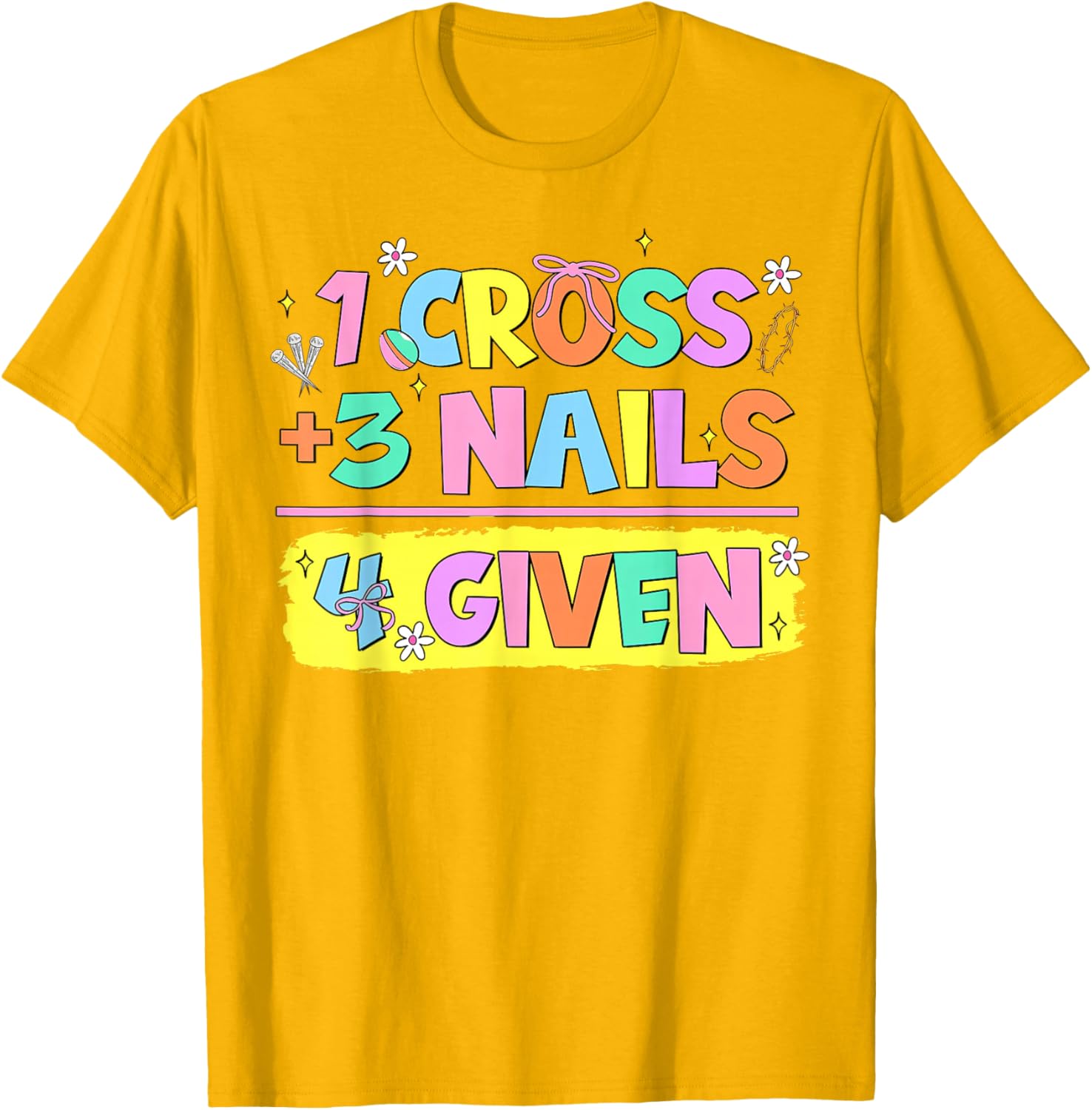 Happy Easter Christian T-Shirt with Cross and Nails Design for Believers - 22