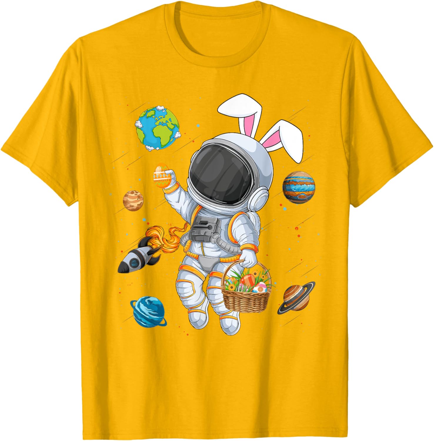 Funny Astronaut Bunny Ears Easter T-Shirt for Boys and Kids - 26