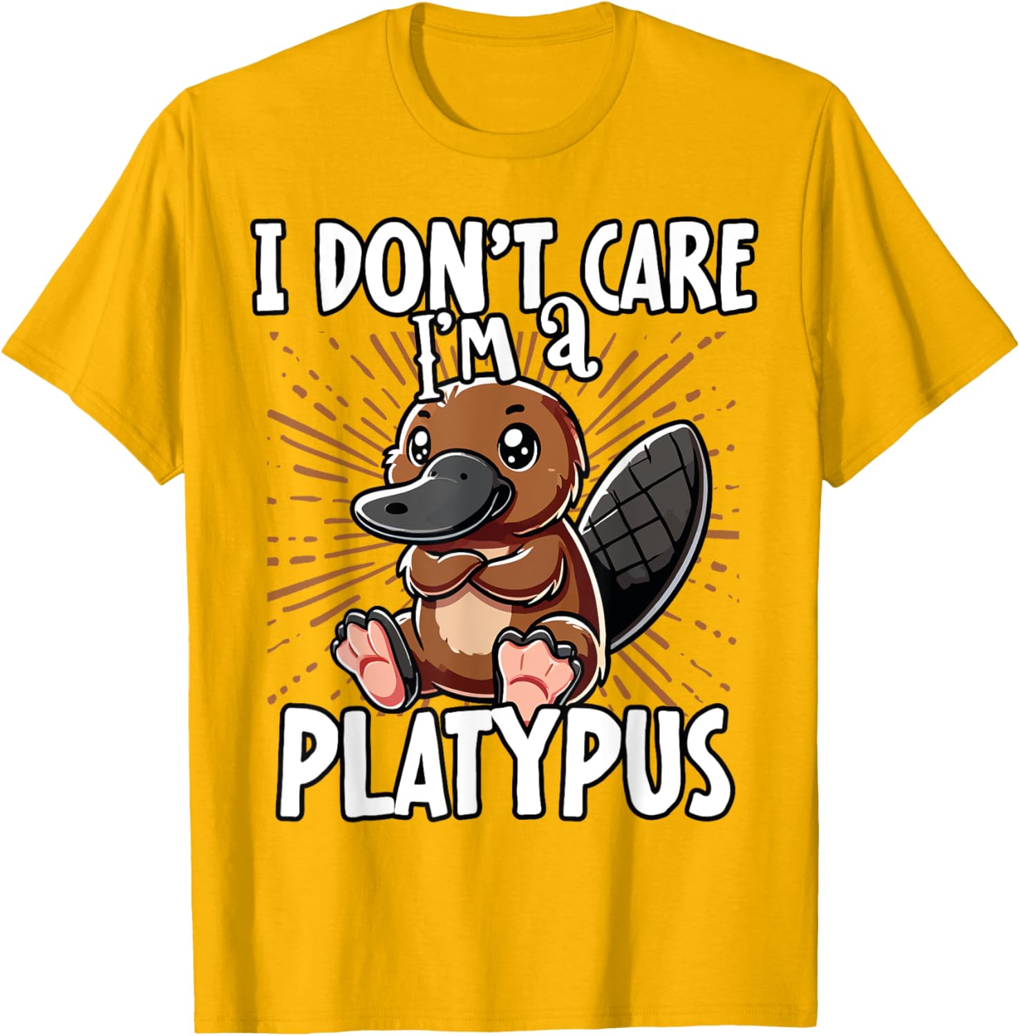 Cute Platypus T-Shirt I Don't Care Fun Animal Apparel for All Ages - 21