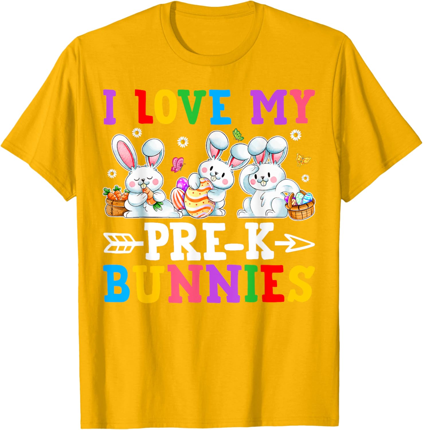 Funny I Love My Pre-K Bunnies T-Shirt for Preschool Teachers Easter Fun - 24