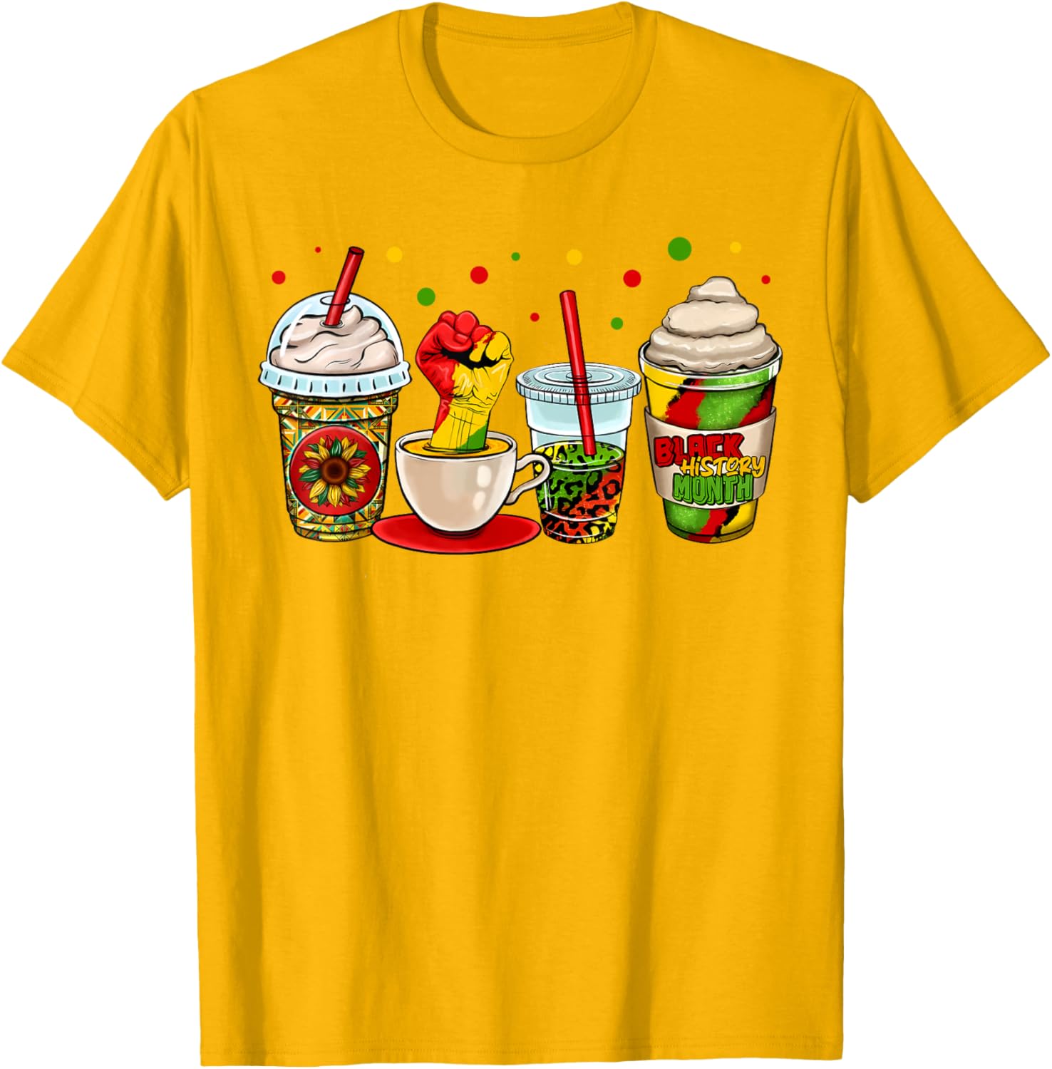 Celebrate Black History Month with Kente Dashiki Coffee Cup T-Shirt - 5