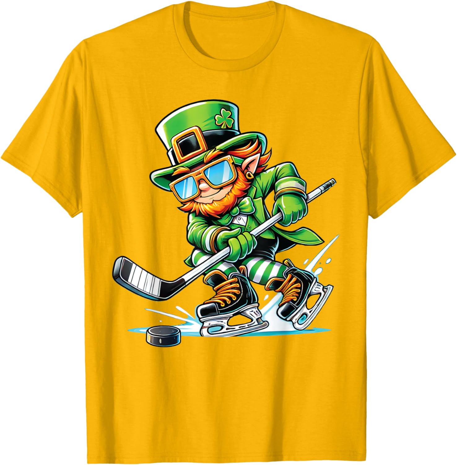 Leprechaun Ice Hockey T-Shirt Perfect for St Patrick's Day Fun - 15